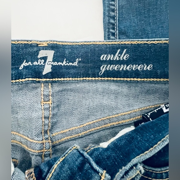 7 For All Mankind Gwenevere Skinny Jeans Size 27 X 27 Denim Stretch Distressed - Picture 8 of 9